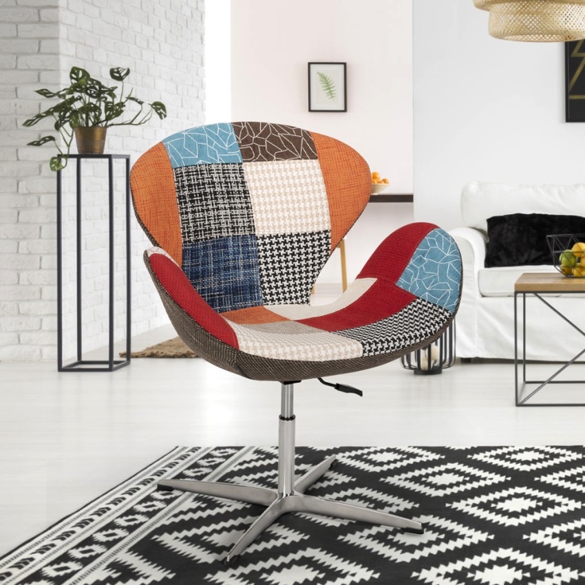 Sillón giratorio estudio de salón estilo patchwork de diseño moderno Stork - Imagen 38 de 43