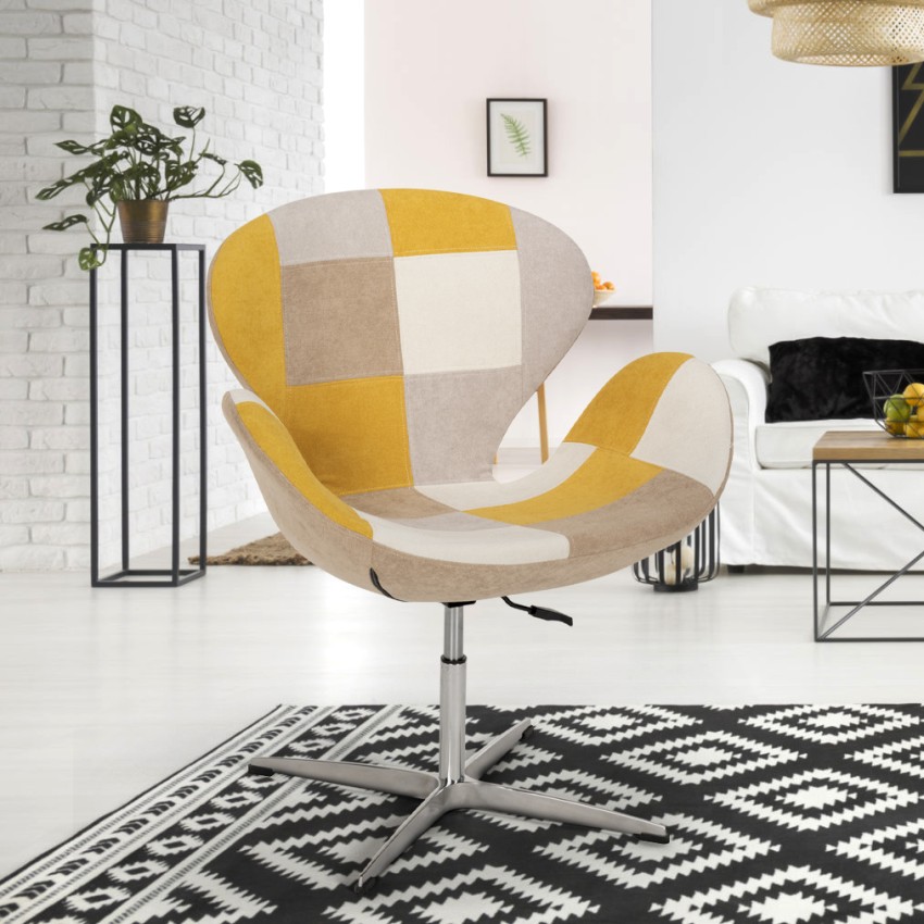 Sillón giratorio estudio de salón estilo patchwork de diseño moderno Stork - Imagen 31 de 43