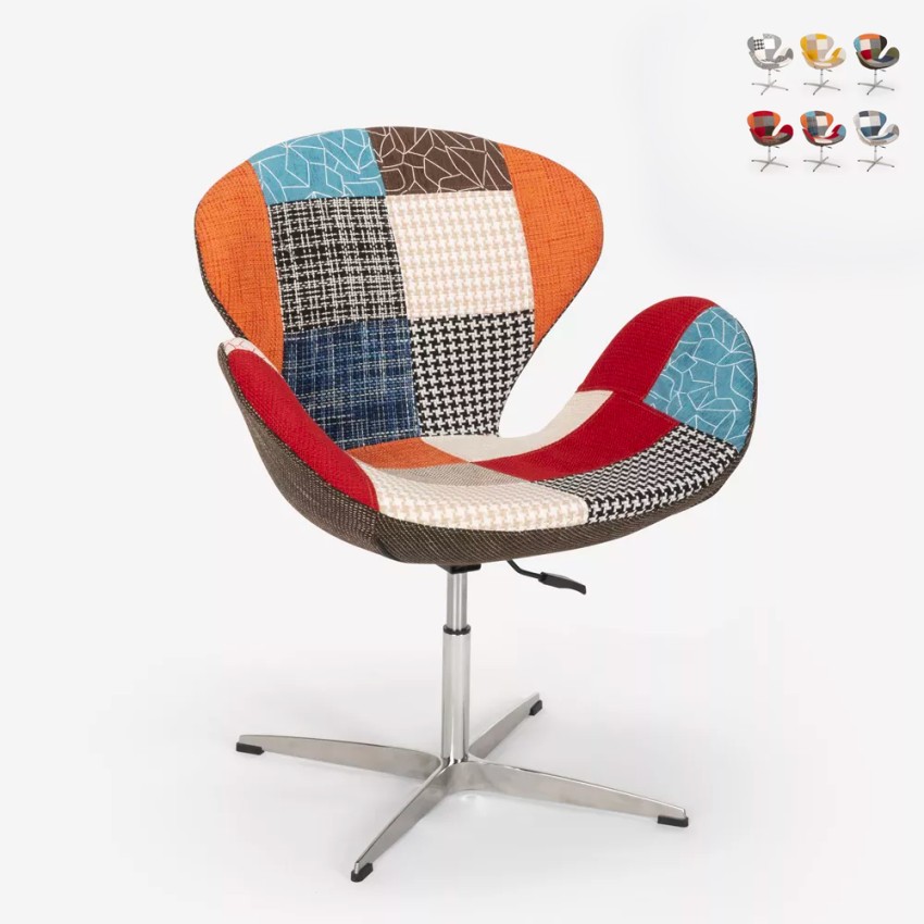 Sillón giratorio estudio de salón estilo patchwork de diseño moderno Stork - Imagen 37 de 43