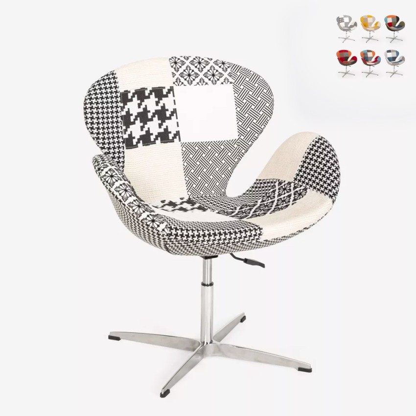 Sillón giratorio estudio de salón estilo patchwork de diseño moderno Stork - Imagen 9 de 43
