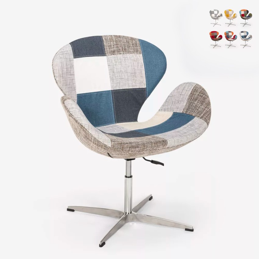 Sillón giratorio estudio de salón estilo patchwork de diseño moderno Stork - Imagen 2 de 43