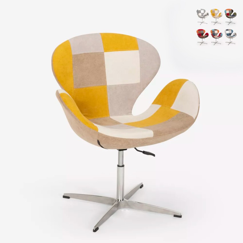 Sillón giratorio estudio de salón estilo patchwork de diseño moderno Stork - Imagen 30 de 43