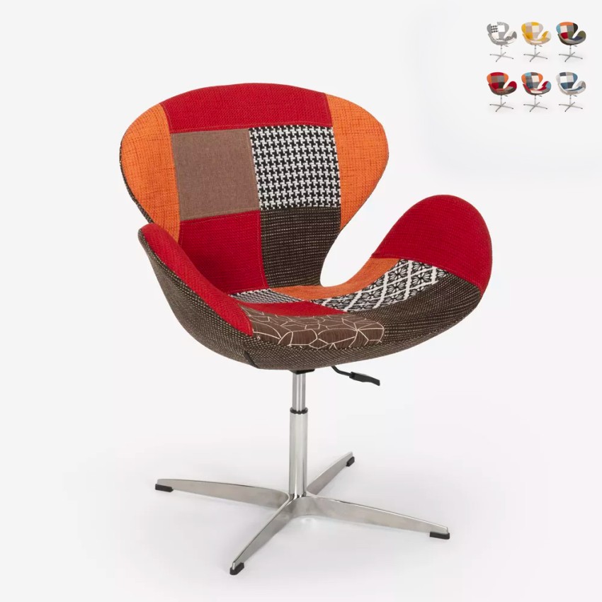 Sillón giratorio estudio de salón estilo patchwork de diseño moderno Stork - Imagen 16 de 43