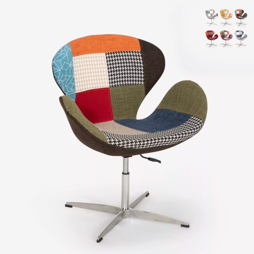 Sillón giratorio estudio de salón estilo patchwork de diseño moderno Stork - Imagen 23 de 43