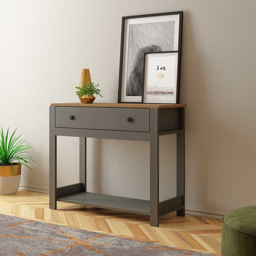 Consola para recibidor color blanco negro estilo clásico con cajón Corlay - Imagen 9 de 13