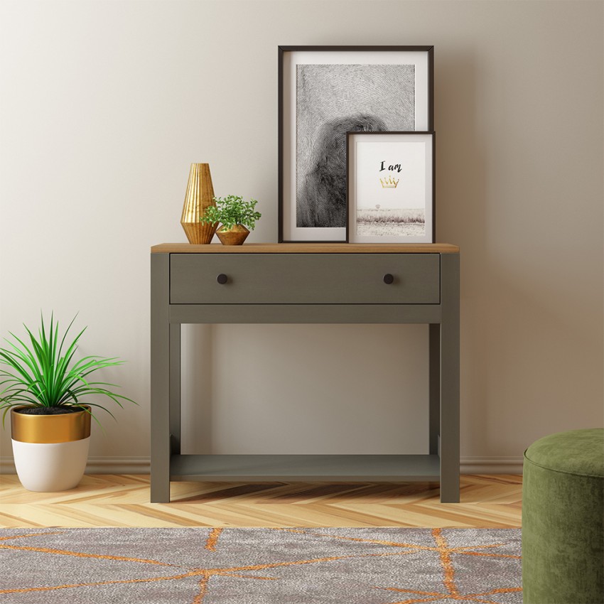 Consola para recibidor color blanco negro estilo clásico con cajón Corlay - Imagen 12 de 13