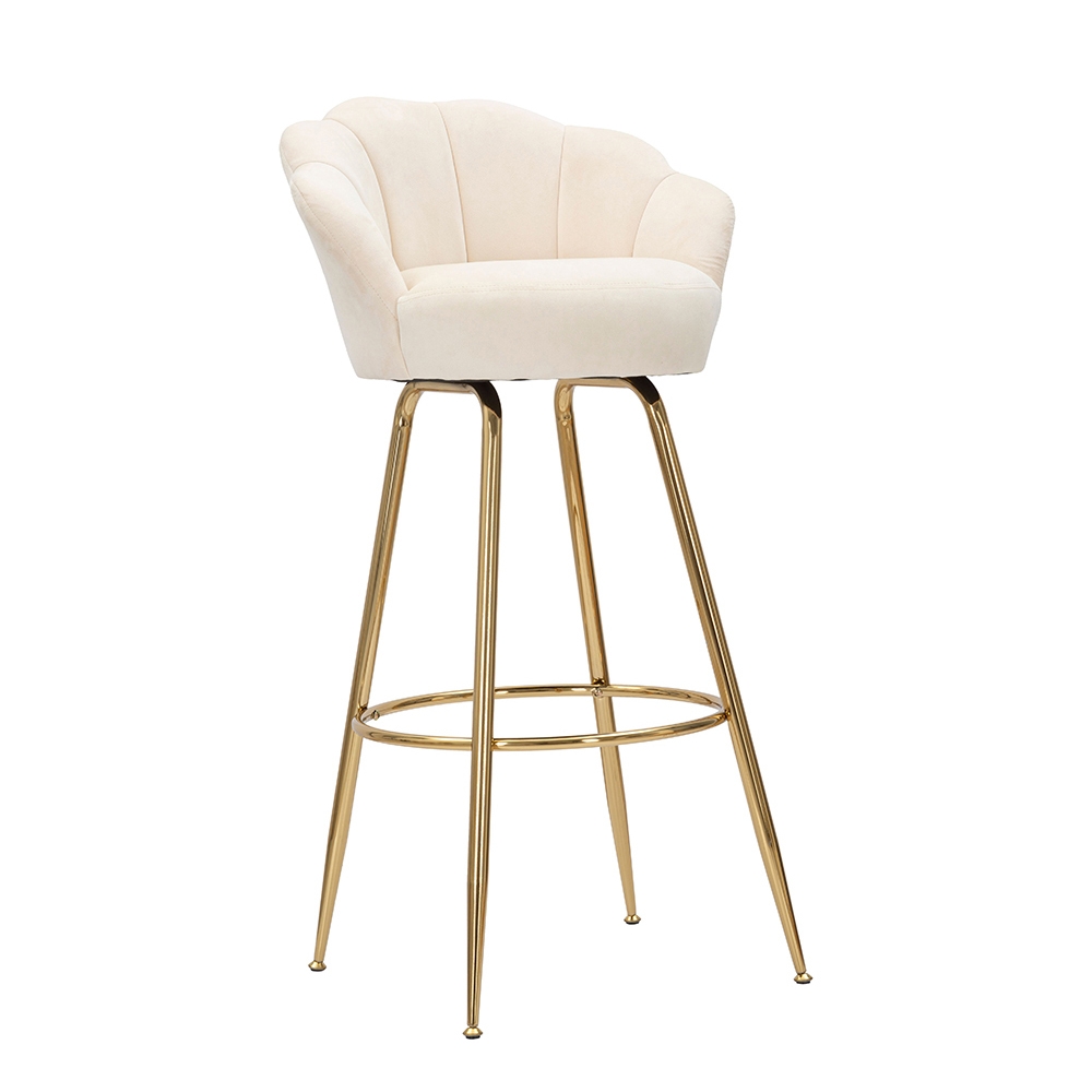 Taburete de bar cocina con respaldo floral patas doradas h90cm Vienna - Imagen 24 de 31