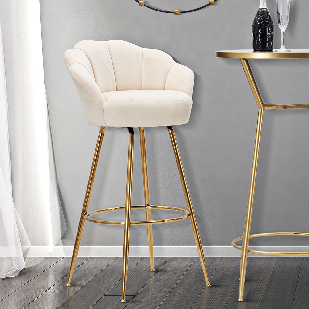 Taburete de bar cocina con respaldo floral patas doradas h90cm Vienna - Imagen 23 de 31
