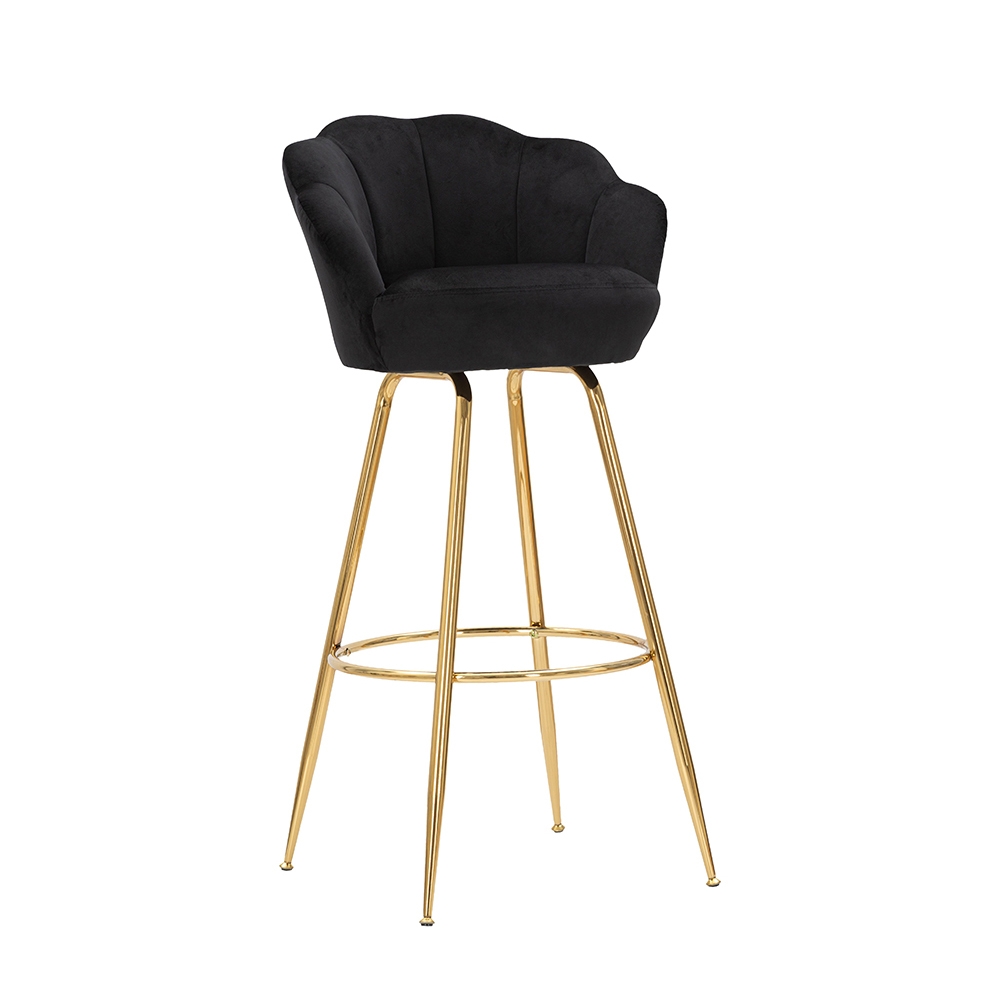 Taburete de bar cocina con respaldo floral patas doradas h90cm Vienna - Imagen 4 de 31