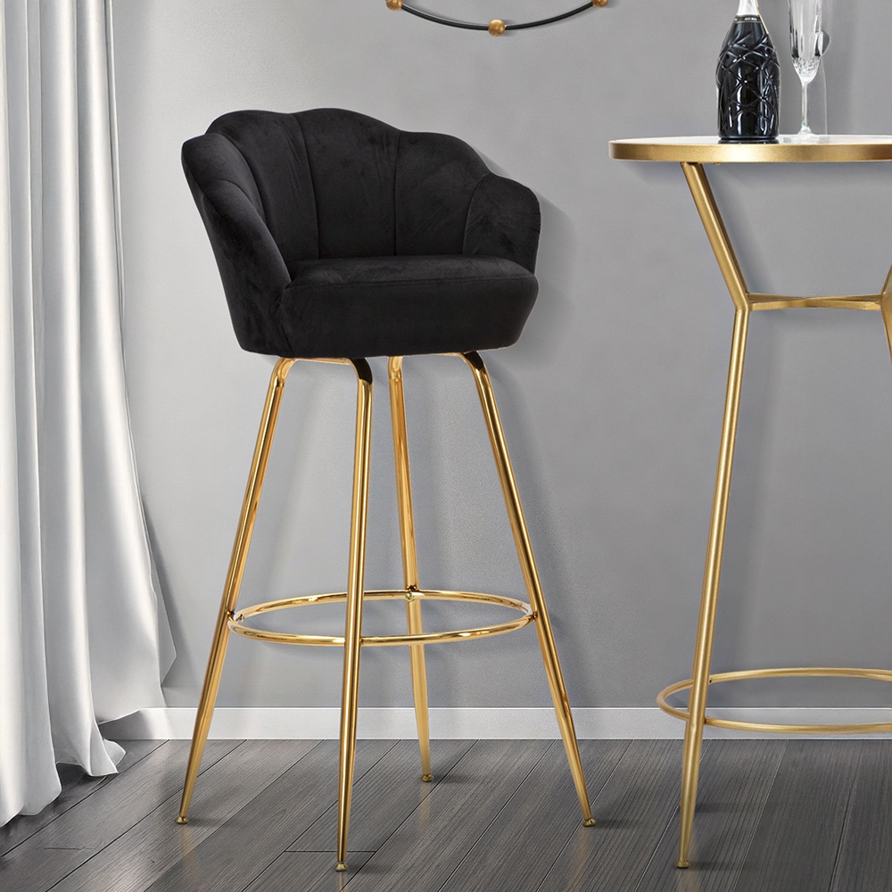 Taburete de bar cocina con respaldo floral patas doradas h90cm Vienna - Imagen 3 de 31