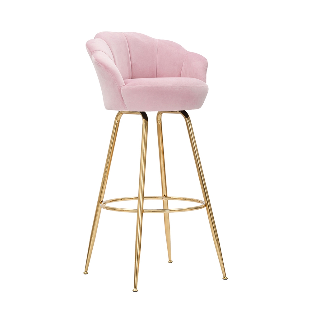 Taburete de bar cocina con respaldo floral patas doradas h90cm Vienna - Imagen 14 de 31