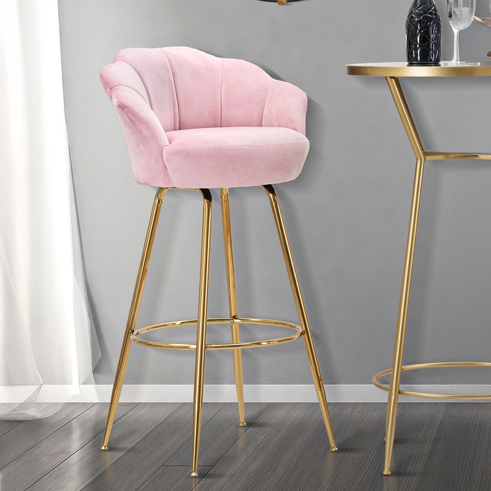 Taburete de bar cocina con respaldo floral patas doradas h90cm Vienna - Imagen 13 de 31