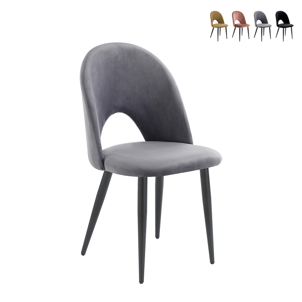 Juego de 4 sillas de comedor cocina diseño moderno en terciopelo Bounty - Imagen 9 de 27