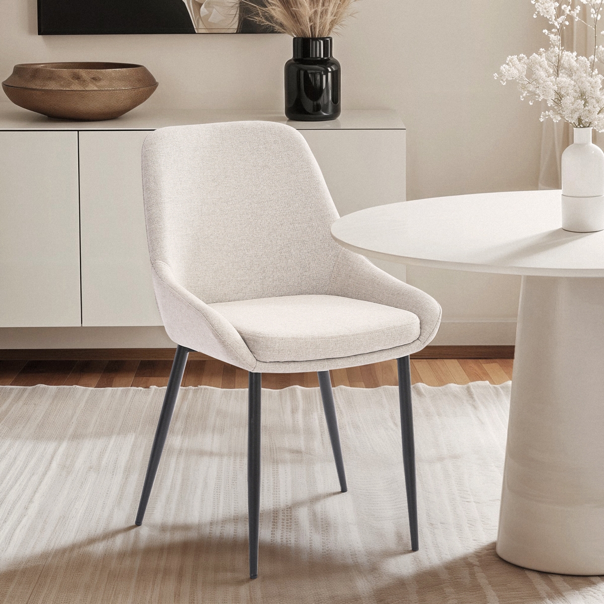 Silla moderna de cocina de tela con patas de metal color negro Piros - Imagen 11 de 25