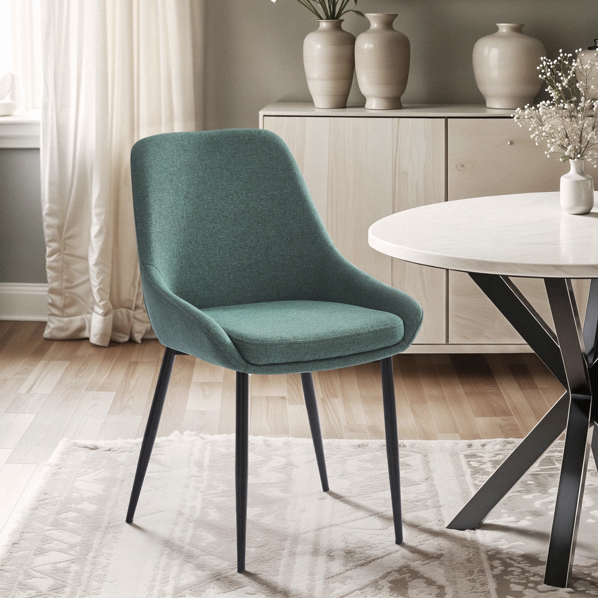 Silla moderna de cocina de tela con patas de metal color negro Piros - Imagen 19 de 25
