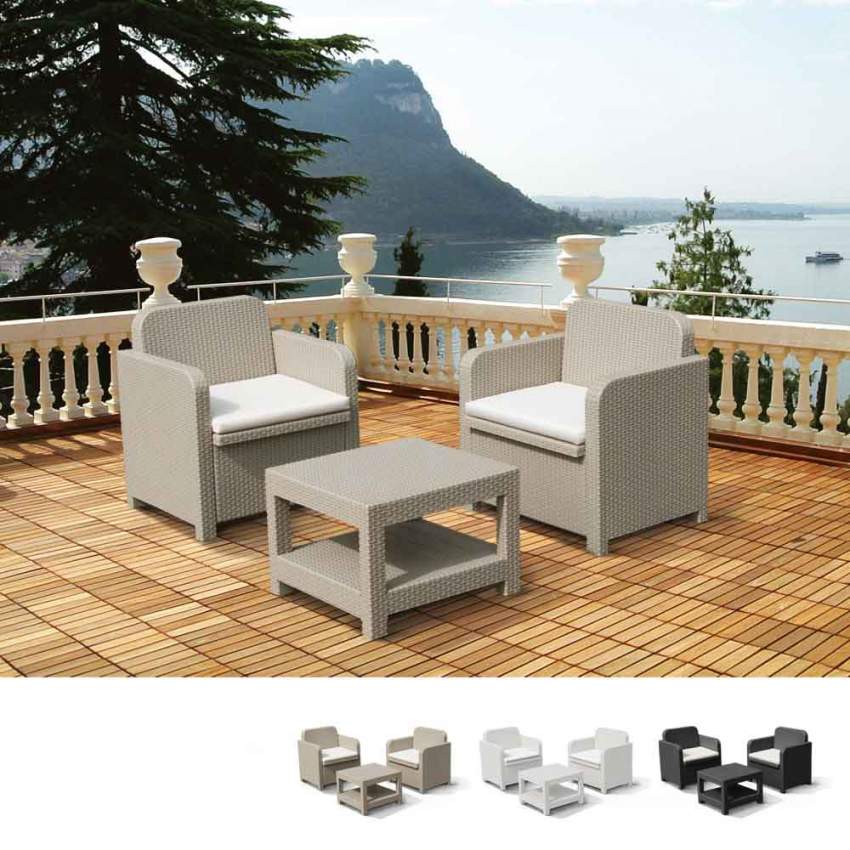 Conjunto de sillones para exterior Grand Soleil Giglio bar mimbre 2 plazas - Imagen 7 de 13
