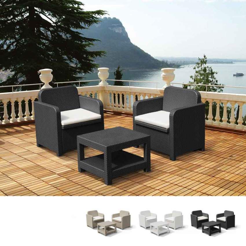 Conjunto de sillones para exterior Grand Soleil Giglio bar mimbre 2 plazas - Imagen 2 de 13