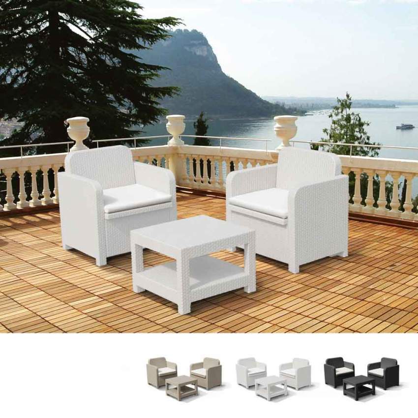 Conjunto de sillones para exterior Grand Soleil Giglio bar mimbre 2 plazas - Imagen 11 de 13