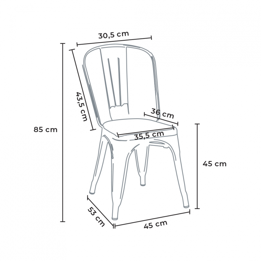 sillas industriales metal acero para cocinas y bares steel one - Imagen 8 de 50