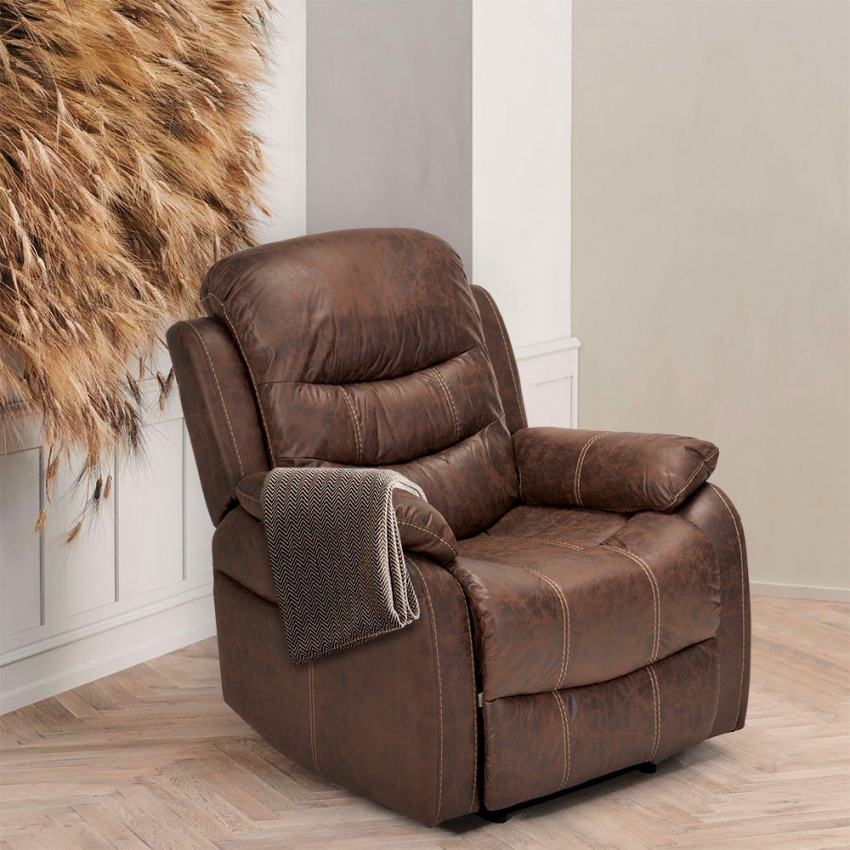 Sillón relax reclinable manual con reposapiés polipiel Panama - Imagen 18 de 19