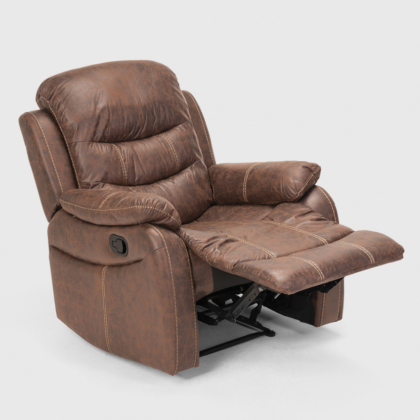 Sillón relax reclinable manual con reposapiés polipiel Panama - Imagen 14 de 19