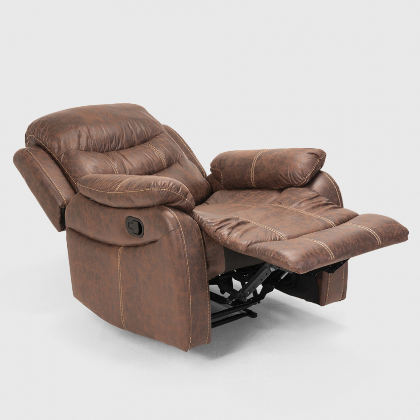 Sillón relax reclinable manual con reposapiés polipiel Panama - Imagen 15 de 19