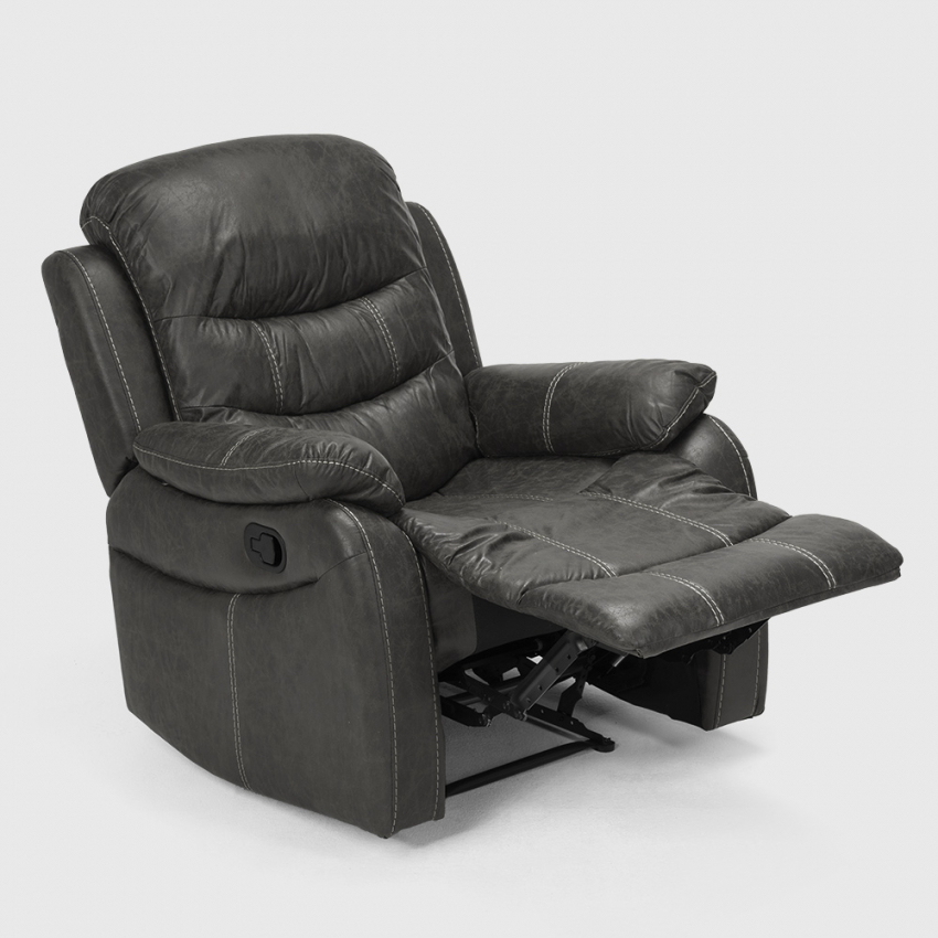 Sillón relax reclinable manual con reposapiés polipiel Panama - Imagen 5 de 19
