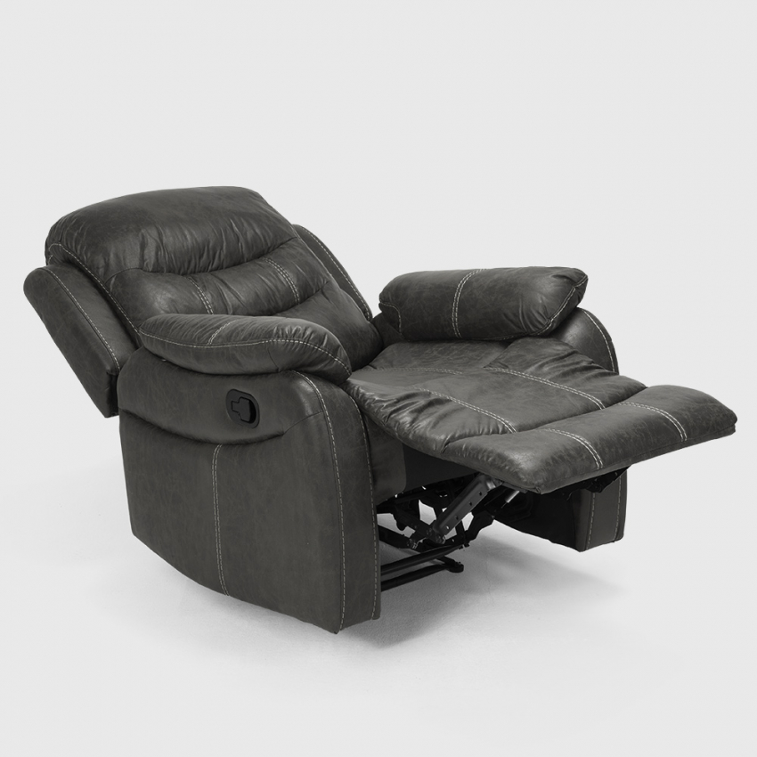 Sillón relax reclinable manual con reposapiés polipiel Panama - Imagen 6 de 19