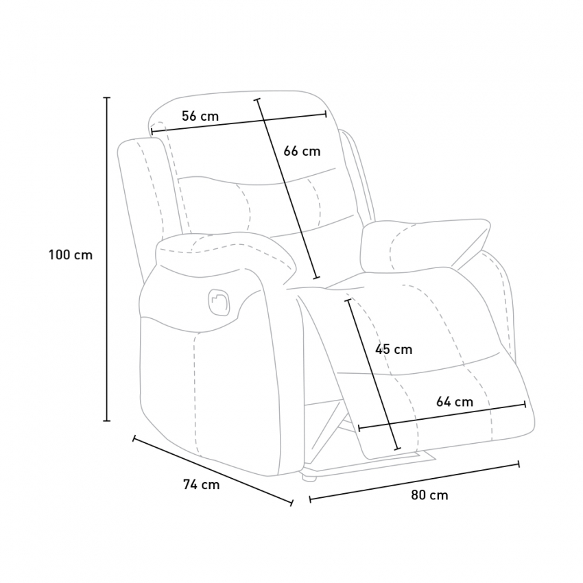 Sillón relax reclinable manual con reposapiés polipiel Panama - Imagen 10 de 19