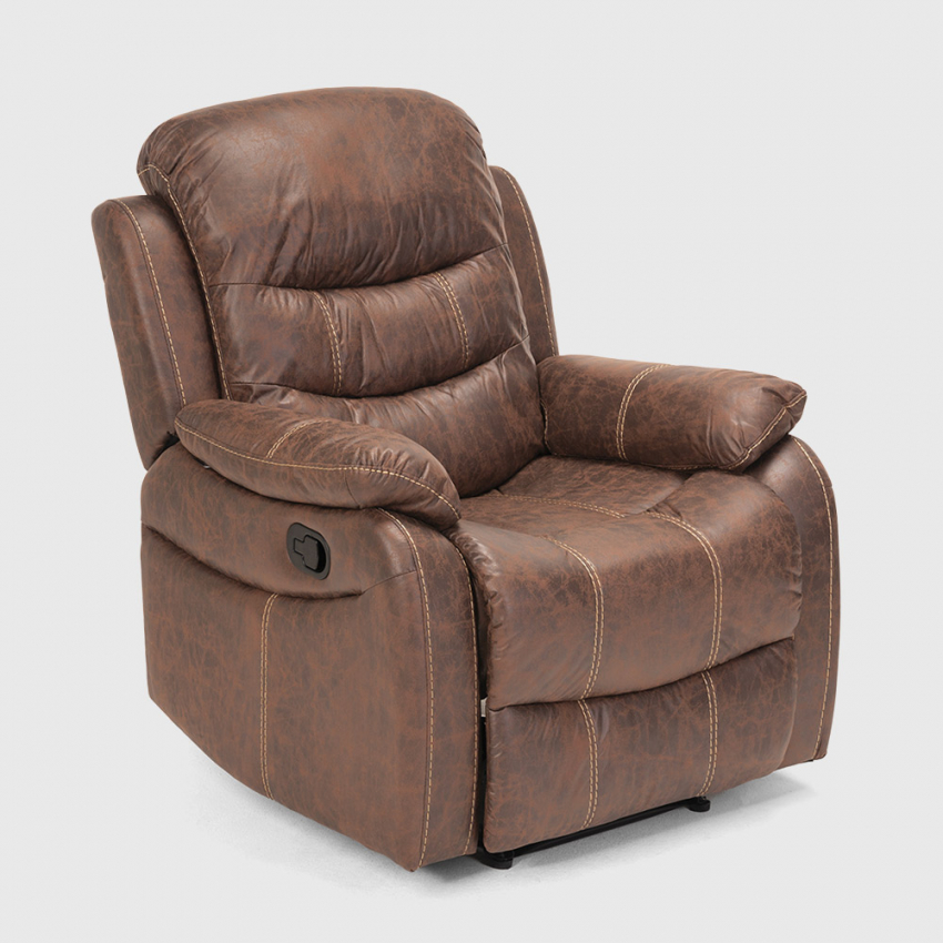 Sillón relax reclinable manual con reposapiés polipiel Panama - Imagen 13 de 19