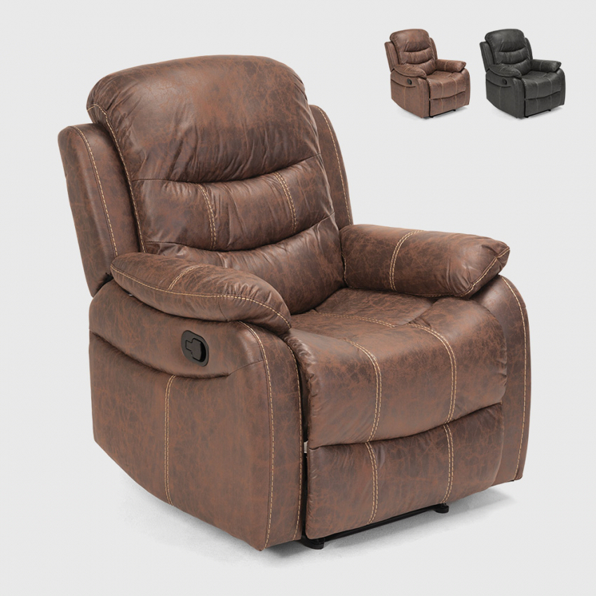 Sillón relax reclinable manual con reposapiés polipiel Panama - Imagen 11 de 19