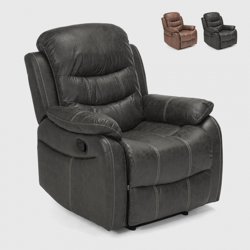 Sillón relax reclinable manual con reposapiés polipiel Panama - Imagen 2 de 19