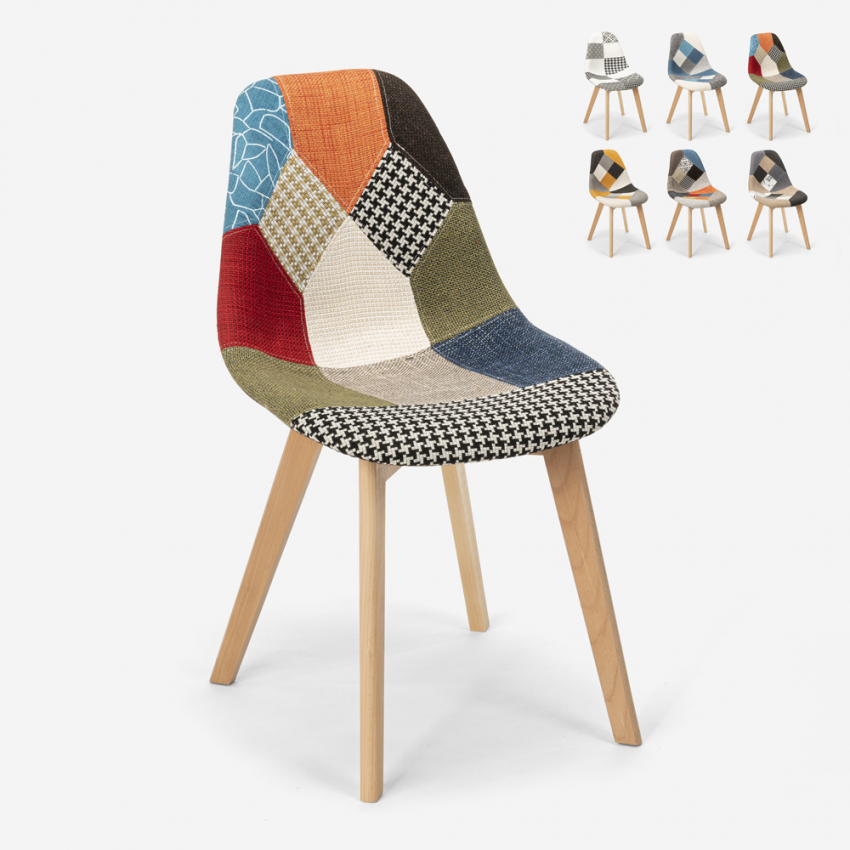 Silla de comedor de diseño nórdico patchwork para comedores Robin - Imagen 2 de 37