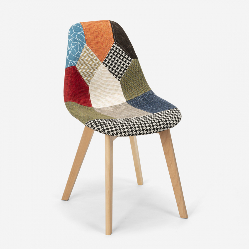 Silla de comedor de diseño nórdico patchwork para comedores Robin - Imagen 4 de 37