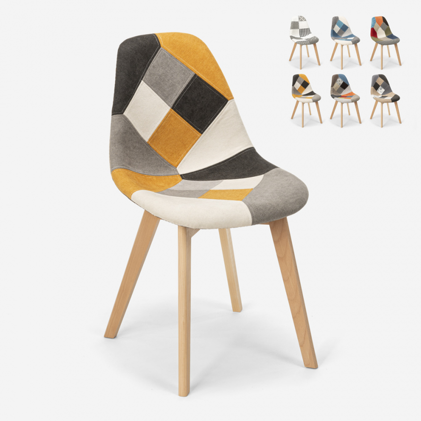 Silla de comedor de diseño nórdico patchwork para comedores Robin - Imagen 8 de 37