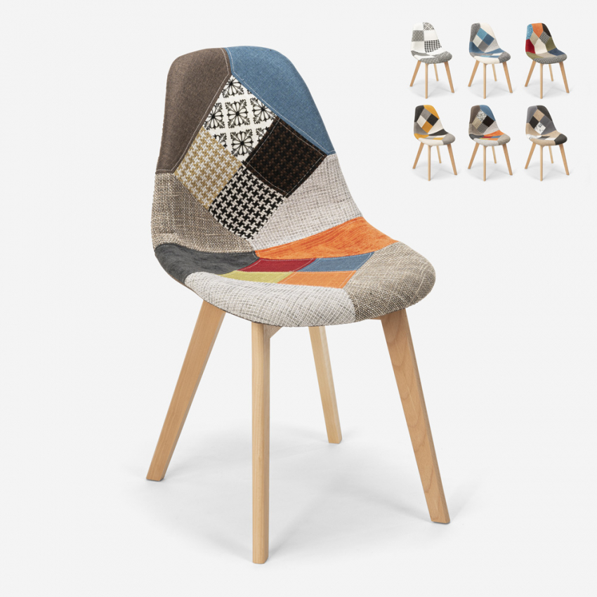 Silla de comedor de diseño nórdico patchwork para comedores Robin - Imagen 14 de 37