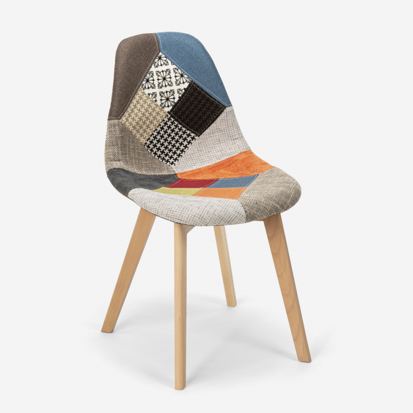 Silla de comedor de diseño nórdico patchwork para comedores Robin - Imagen 16 de 37