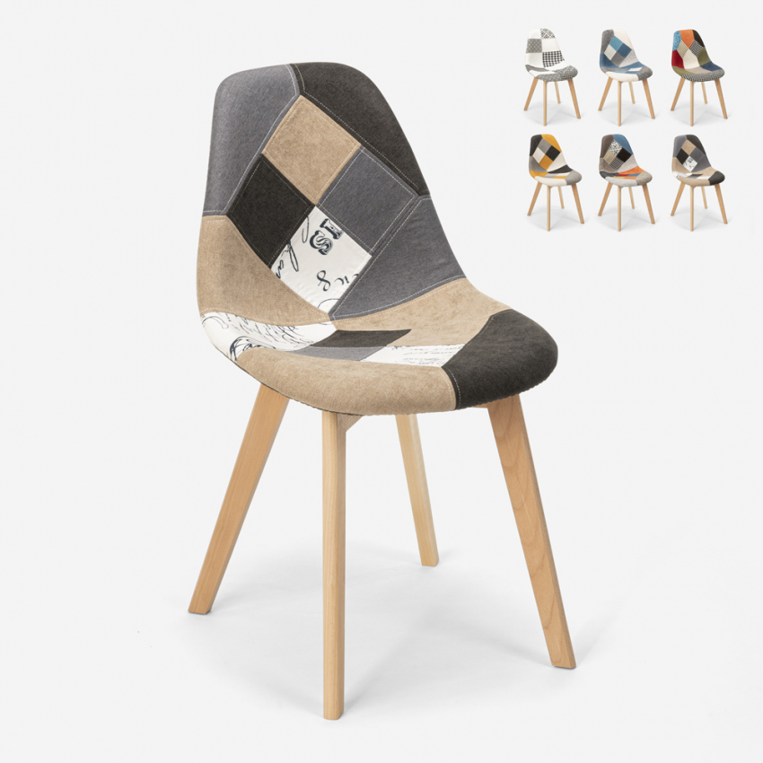 Silla de comedor de diseño nórdico patchwork para comedores Robin - Imagen 20 de 37