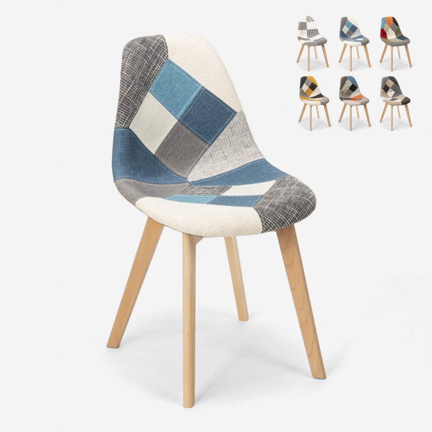 Silla de comedor de diseño nórdico patchwork para comedores Robin - Imagen 26 de 37
