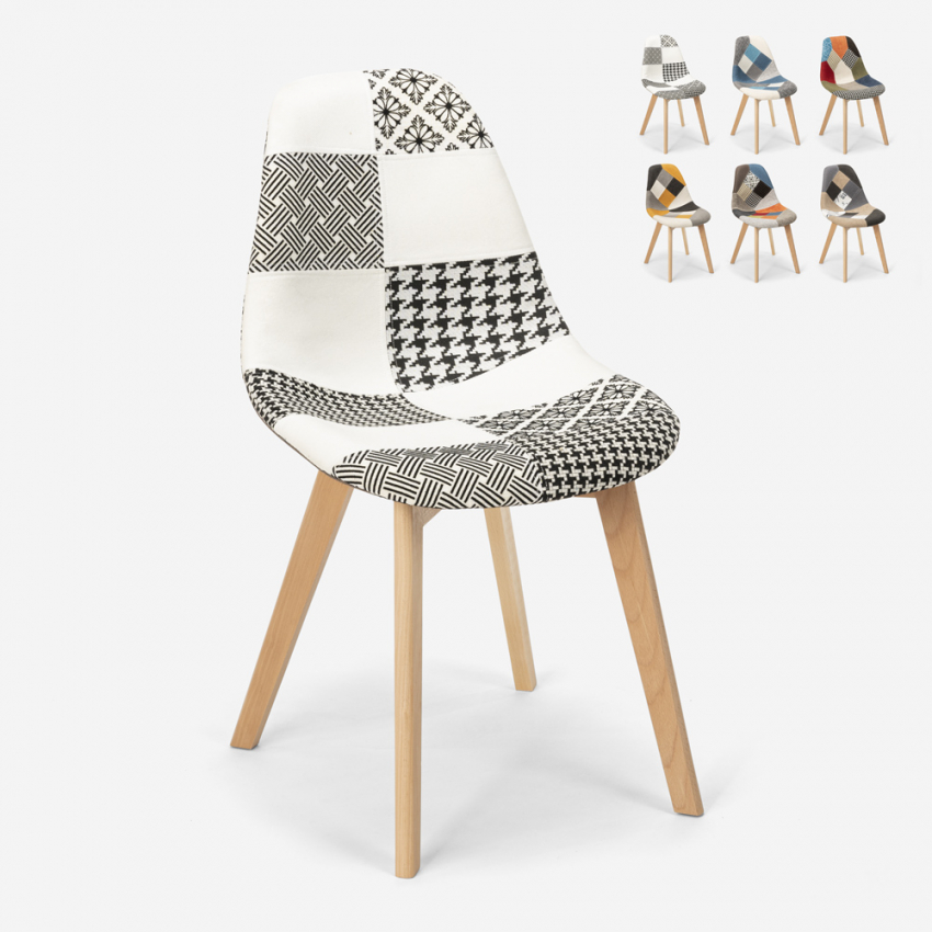 Silla de comedor de diseño nórdico patchwork para comedores Robin - Imagen 32 de 37