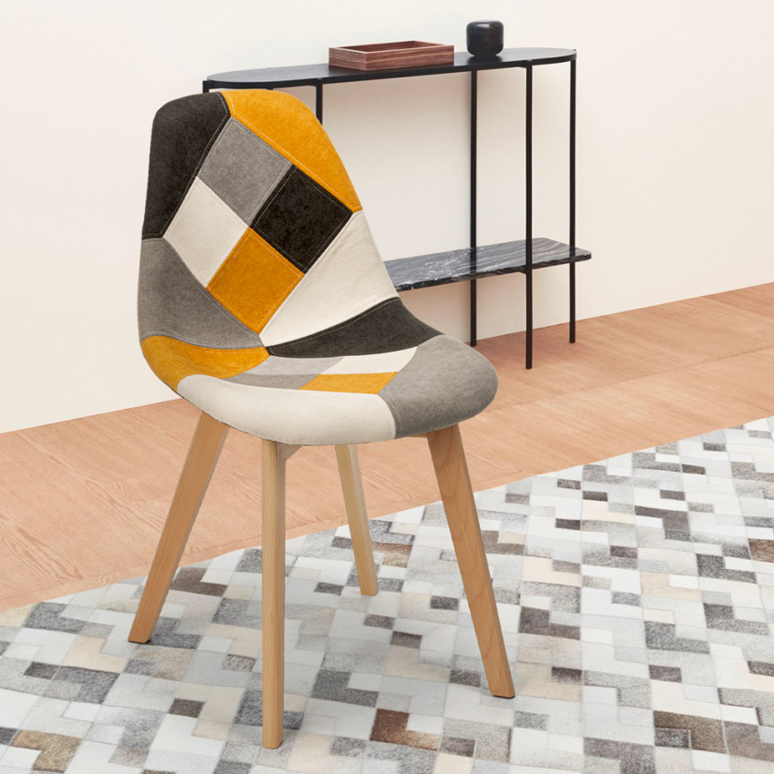 Silla de comedor de diseño nórdico patchwork para comedores Robin - Imagen 9 de 37