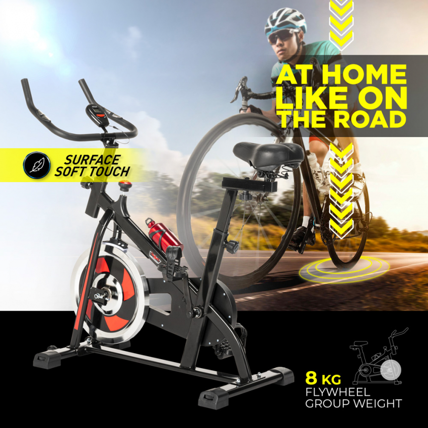 Bicicleta estática indoor Fit Bike con volante de inercia profesional 8kg Minerv - Imagen 6 de 34