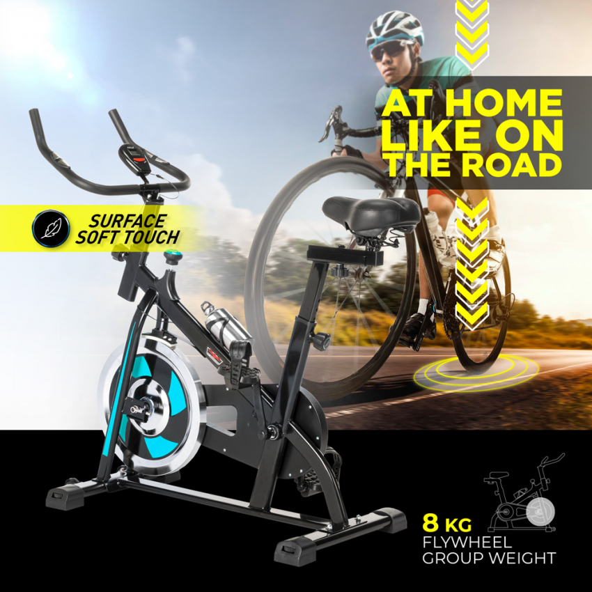 Bicicleta estática indoor Fit Bike con volante de inercia profesional 8kg Minerv - Imagen 17 de 34