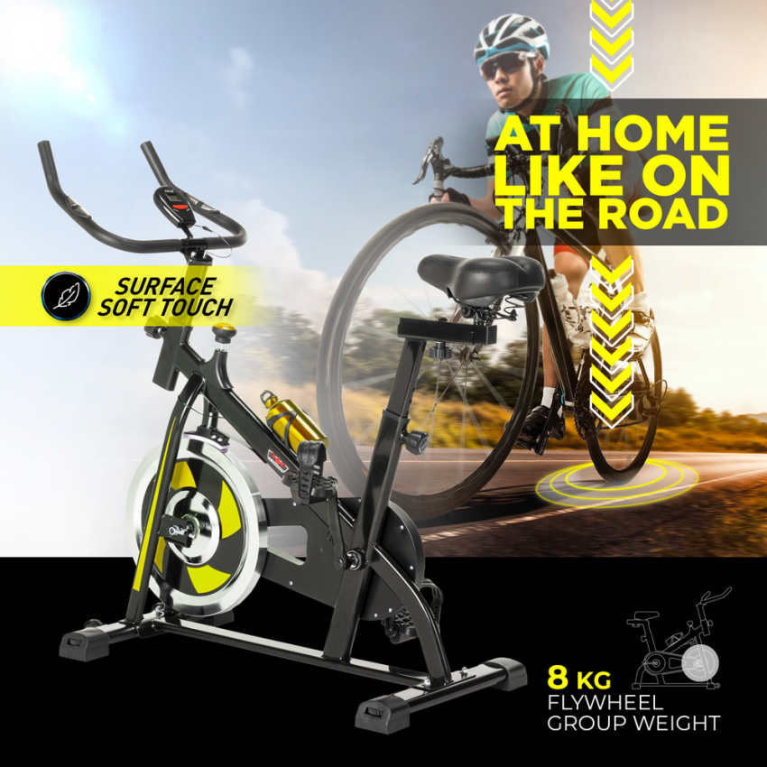 Bicicleta estática indoor Fit Bike con volante de inercia profesional 8kg Minerv - Imagen 28 de 34