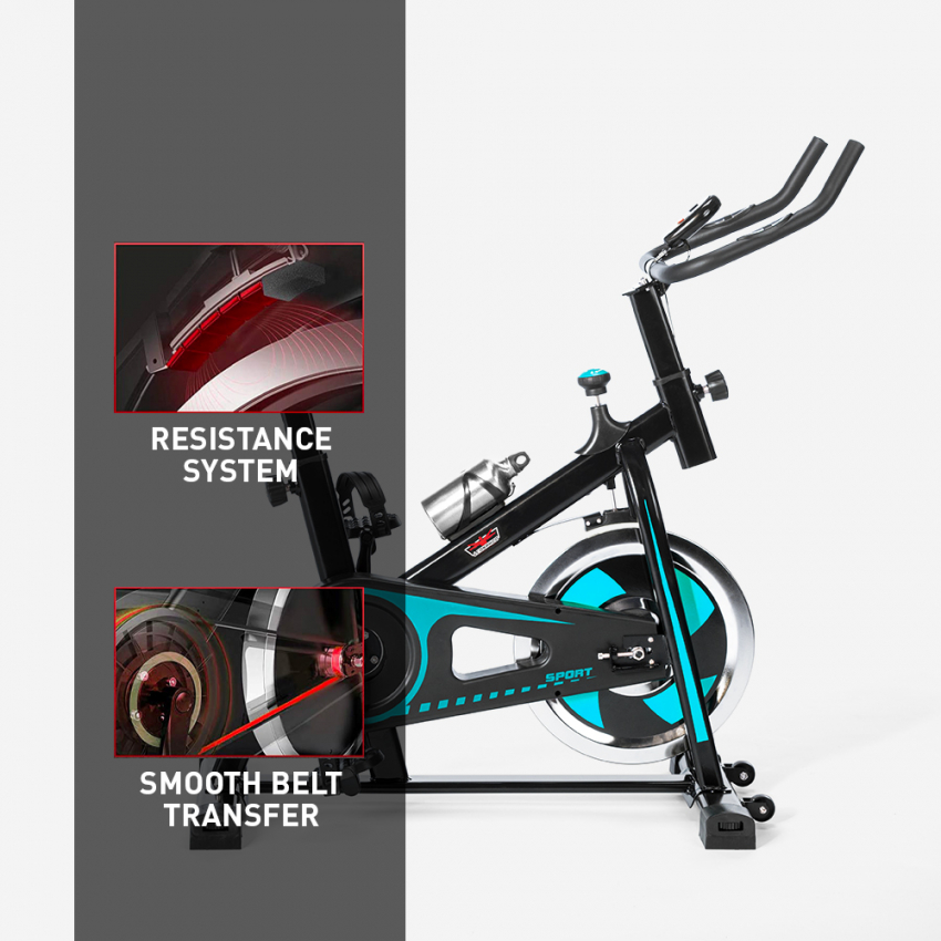 Bicicleta estática indoor Fit Bike con volante de inercia profesional 8kg Minerv - Imagen 22 de 34