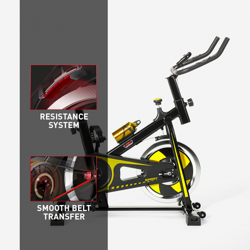 Bicicleta estática indoor Fit Bike con volante de inercia profesional 8kg Minerv - Imagen 33 de 34