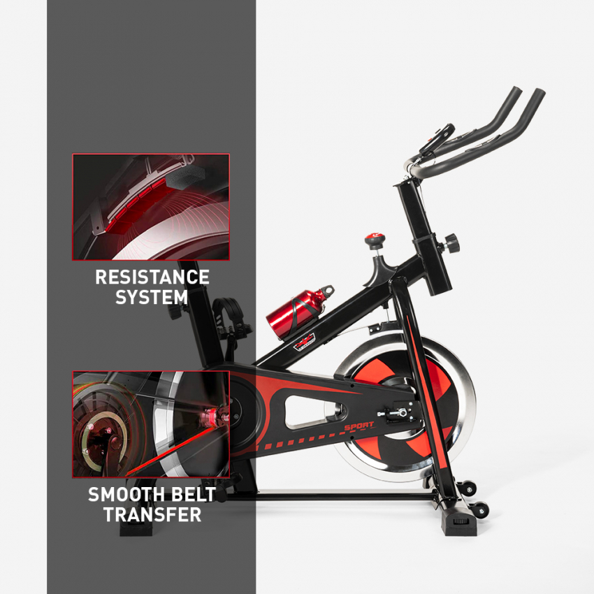 Bicicleta estática indoor Fit Bike con volante de inercia profesional 8kg Minerv - Imagen 11 de 34