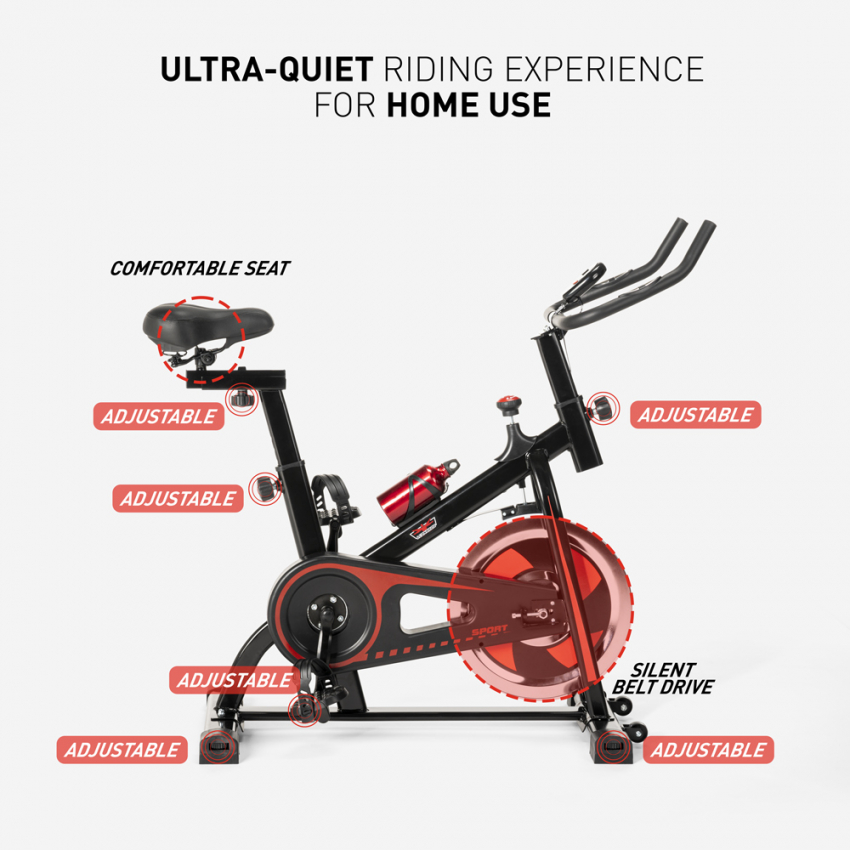 Bicicleta estática indoor Fit Bike con volante de inercia profesional 8kg Minerv - Imagen 7 de 34