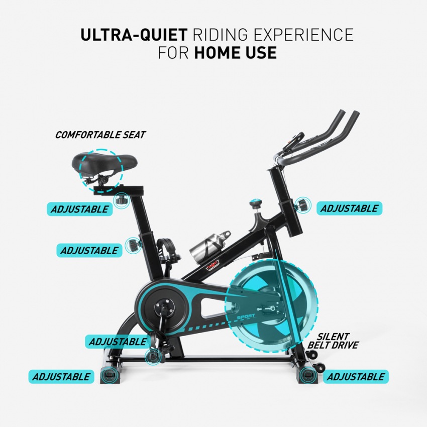 Bicicleta estática indoor Fit Bike con volante de inercia profesional 8kg Minerv - Imagen 18 de 34