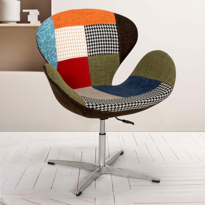 Sillón giratorio estudio de salón estilo patchwork de diseño moderno Stork - Imagen 28 de 43